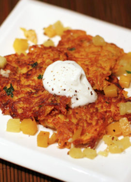 Sweet Potato Cakes with Mango-Pineapple Chutney