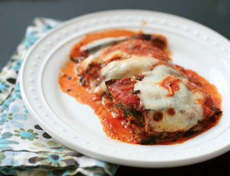 Eggplant Parmesan Lasagna with Swiss Chard