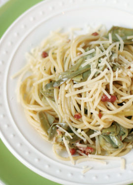 Spaghetti with Artichokes and Pancetta