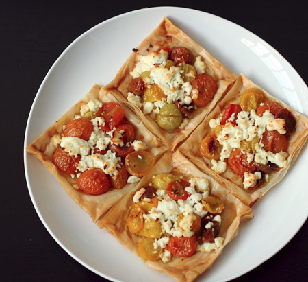 Oven Roasted Tomato and Goat Cheese Tarts