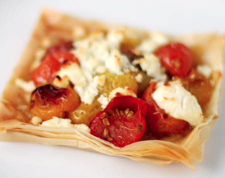 Oven Roasted Tomato and Goat Cheese Phyllo Tarts