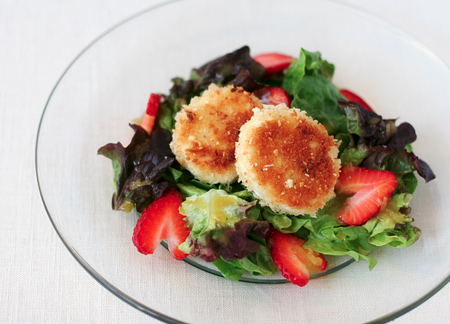 Fried Goat Cheese and Strawberry Salad