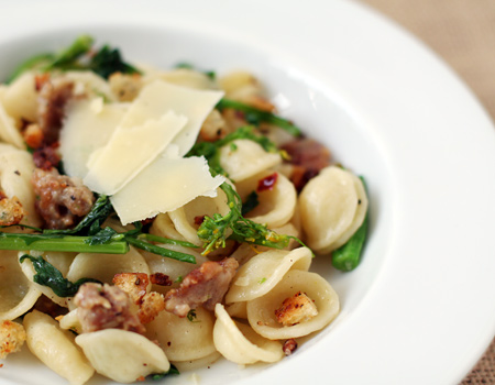 Orecchiette with Italian Sausage, Broccoli Rabe and Crunchy Garlic Breadcrumbs