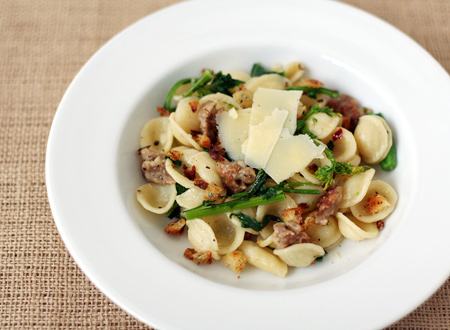 Orecchiette with Italian Sausage, Broccoli Rabe and Crunchy Garlic Breadcrumbs