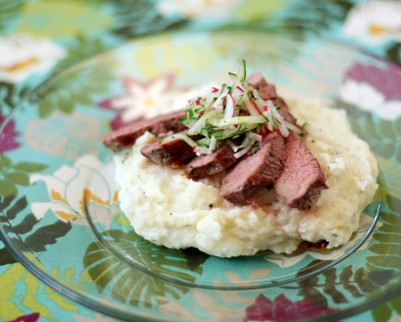 Steak with Cucumber and Radish Salsa