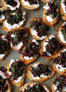 Beet Green and Goat Cheese Crostini