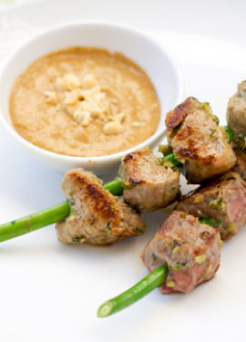 Garlic Scape Beef Satay