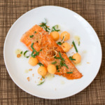 Salmon with Cantaloupe and Fried Shallots