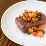 Seared Rib-Eye Steak with Tomato-Caper Relish