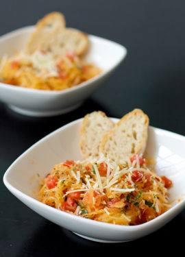 Spaghetti Squash with Tomatoes, Basil, and Parmesan