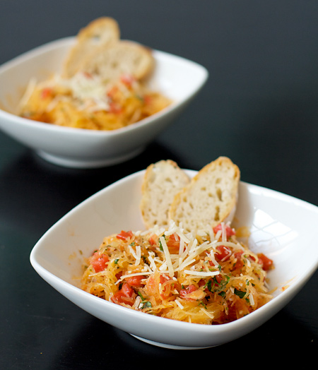 Spaghetti Squash with Tomatoes, Basil, and Parmesan