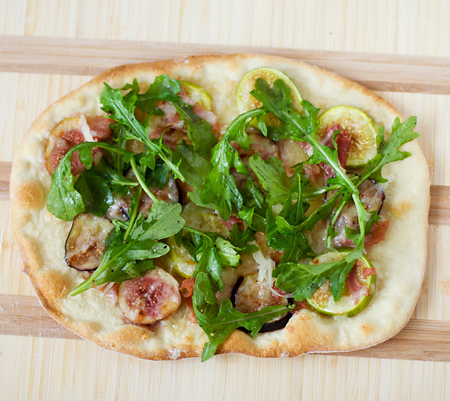 Fig, Prosciutto, and Arugula Pizza