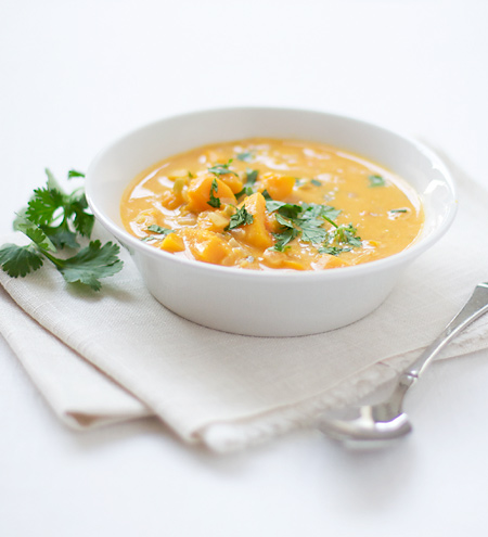 Butternut Squash and Noodles with Coconut, Lime and Cilantro Sauce