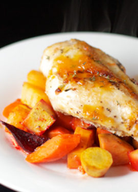 Apricot Roast Chicken with Root Vegetables