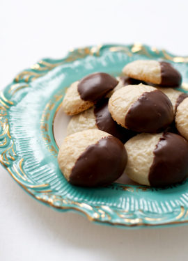 Chocolate Dipped Almond Macaroons