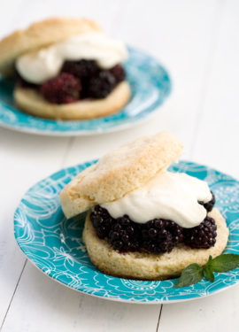 Blackberry Shortcakes with Goat Cheese Cream