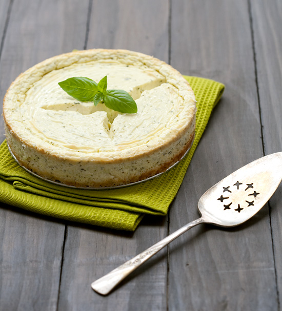 Savory Basil and Goat Cheese Cheesecake Savory Basil and Goat Cheese Cheesecake