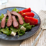 Pepper Crusted Steak Salad with Heirloom Tomato and Burrata