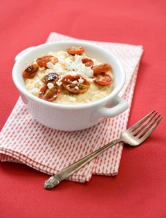 Roasted Tomato Grits with Goat Cheese