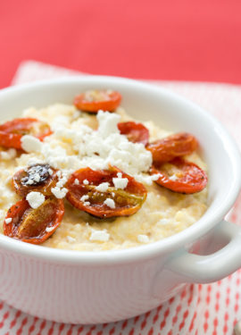 Roasted Corn & Tomato Grits with Goat Cheese