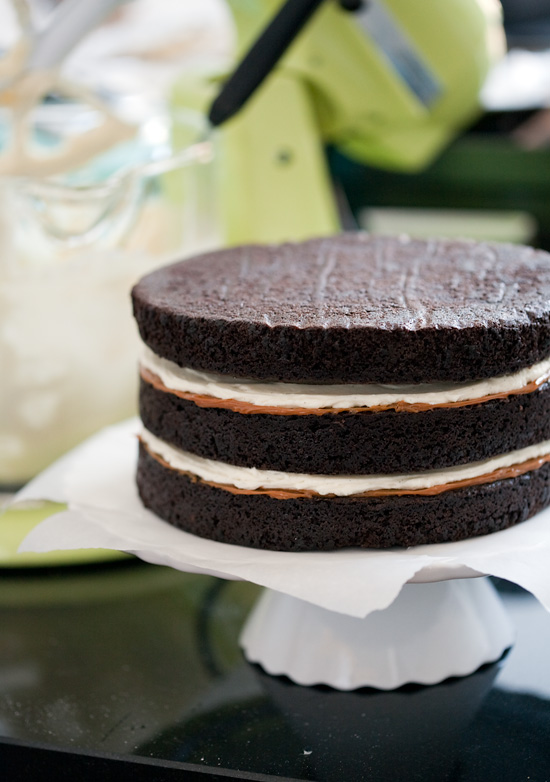 Chocolate Stout Cake with Dulce de Leche and Vanilla Bean Buttercream