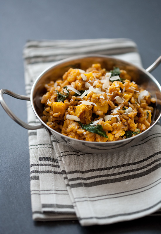 Farro Risotto with Acorn Squash and Kale