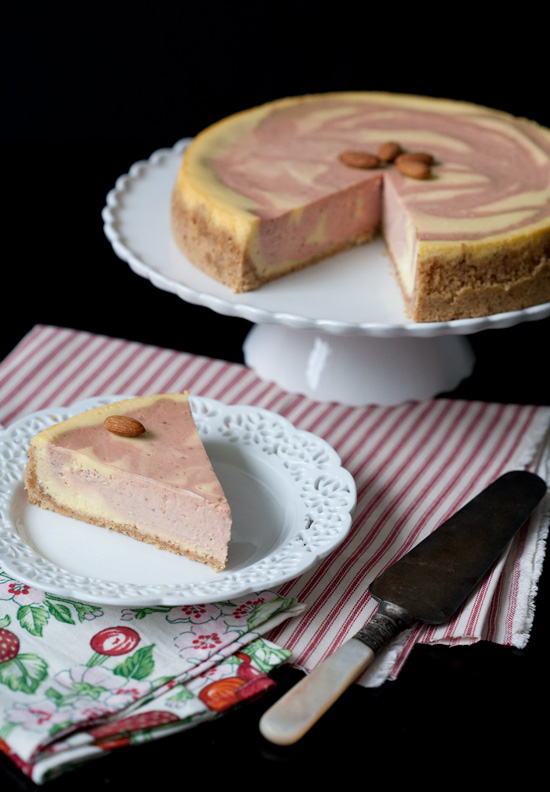 Strawberry Almond Goat Cheese Cheesecake