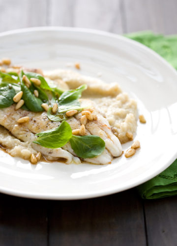 Trout with Warm Pine-Nut Dressing and Fennel Puree