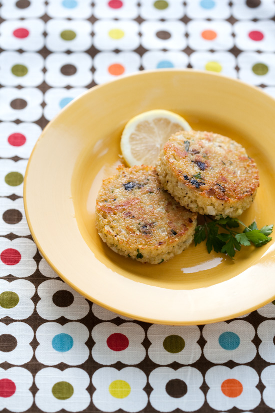 Quinoa Cakes with Lemon, Olive, and Parsley