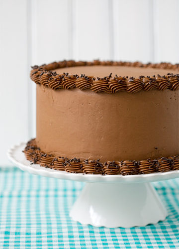 Bourbon Layer Cake with Bourbon Ganache and Milk Chocolate Buttercream