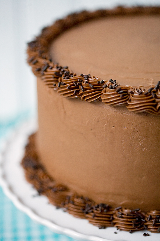 Bourbon Layer Cake with Bourbon Ganache and Milk Chocolate Buttercream