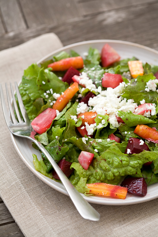 Roasted Root Vegetable Salad with Goat Cheese