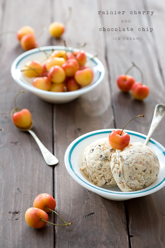 Rainier Cherry and Chocolate Chip Ice Cream | Love and Olive Oil