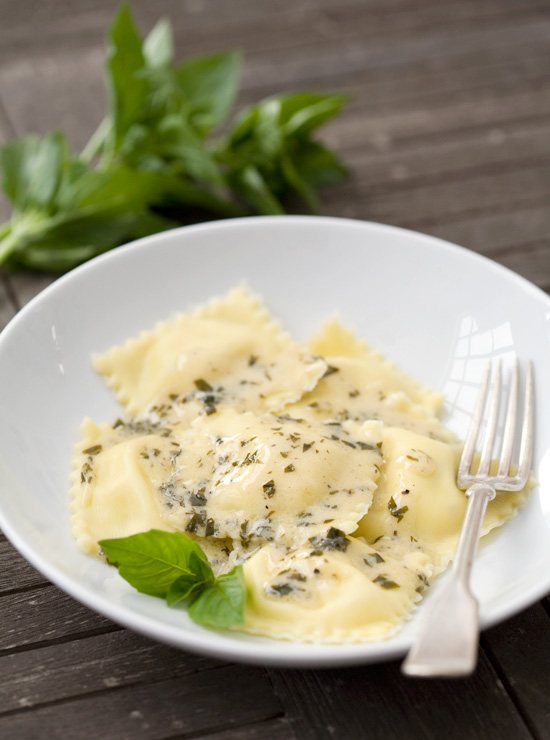 Fresh Corn Ravioli with Herb Cream Sauce