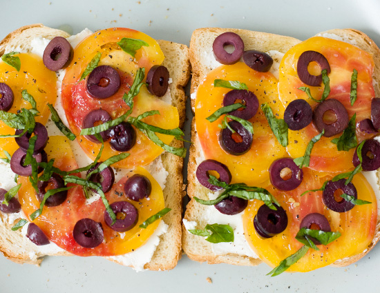 Open-Faced Heirloom Tomato Sandwiches