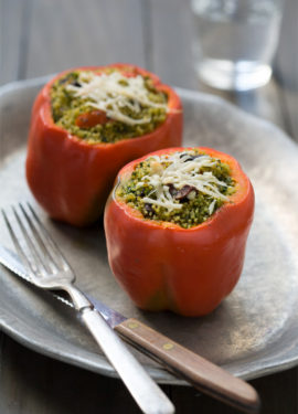 Kale Pesto Couscous Stuffed Peppers