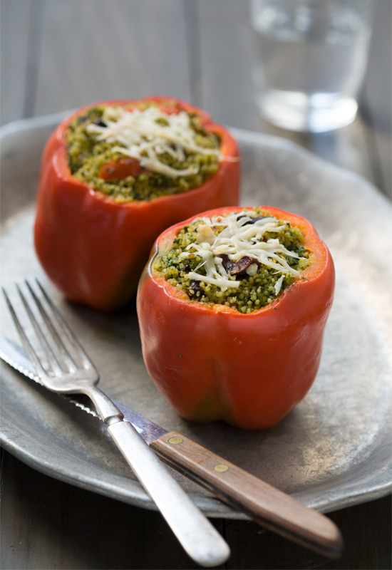 Kale Pesto Couscous Stuffed Peppers