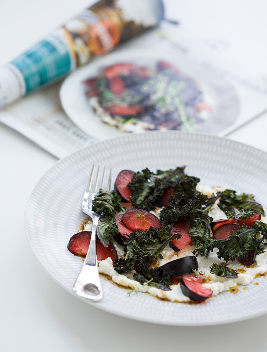 Crispy Kale, Plum, and Ricotta Salad