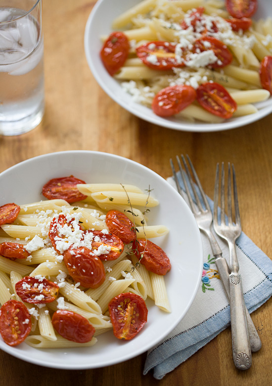 Roasted Tomato Penne with Goat Cheese