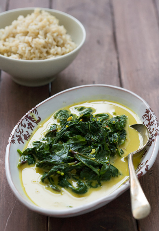 Sweet Potato Greens in Coconut Cream