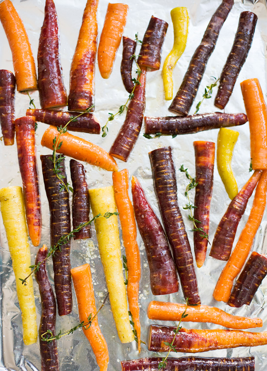 Roasted Rainbow Carrots with Thyme