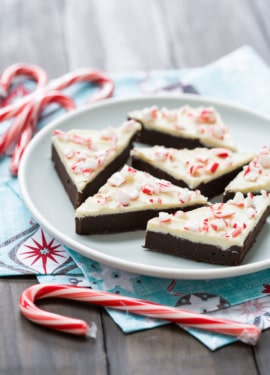 Fudgy Peppermint Bark Brownies with White Chocolate and Peppermint