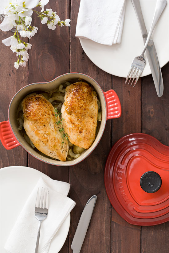 Le Creuset: Fig and Goat Cheese Stuffed Chicke Breasts