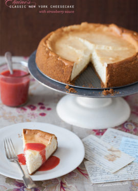 Elaine's New York Cheesecake with Strawberry Sauce