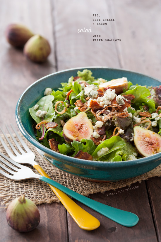 Garanti Mount Vesuv mm Fig, Blue Cheese, and Bacon Salad with Fried Shallots | Love and Olive Oil