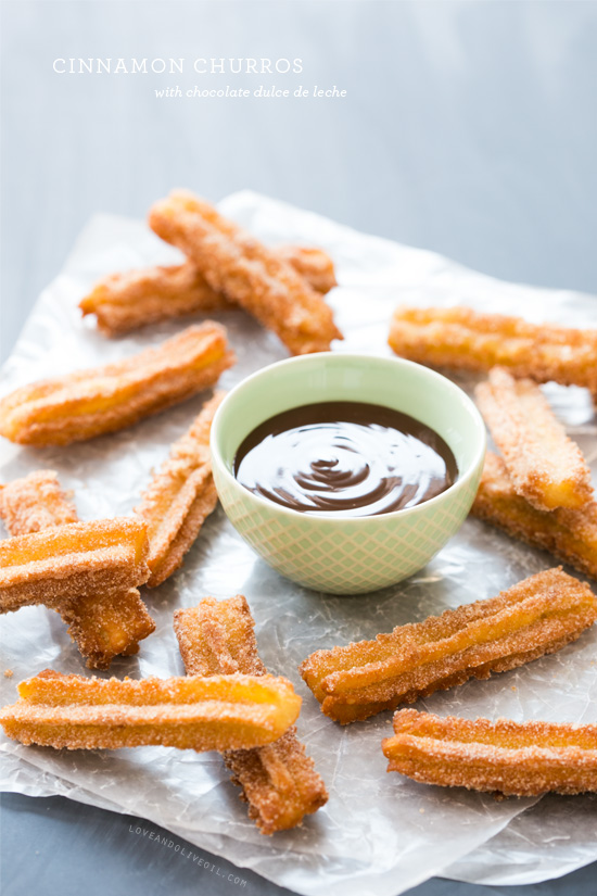 Cinnamon Churros with Chocolate Dulce de Leche