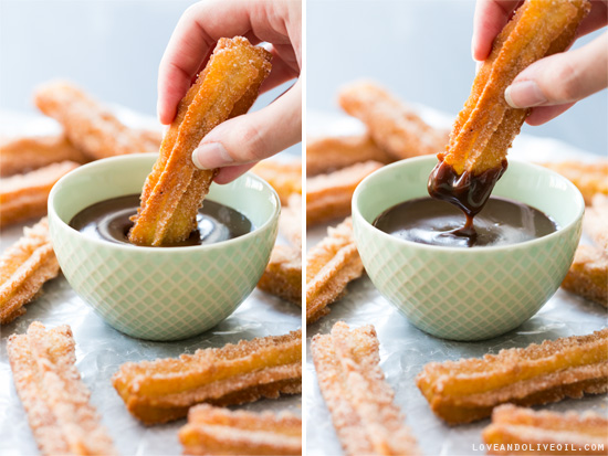 Cinnamon Churros with Chocolate Dulce de Leche