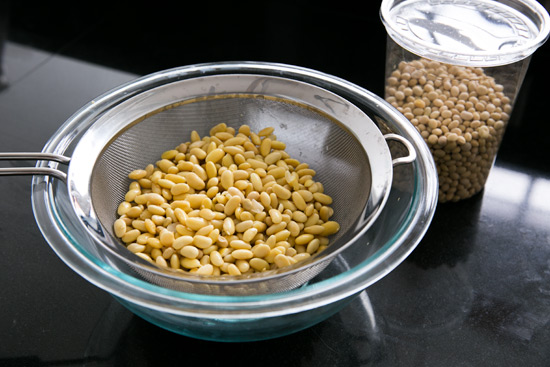 Soaking the Soybeans Making Homemade Tofu