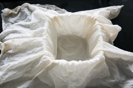Lining with muslin fabric Making Homemade Tofu