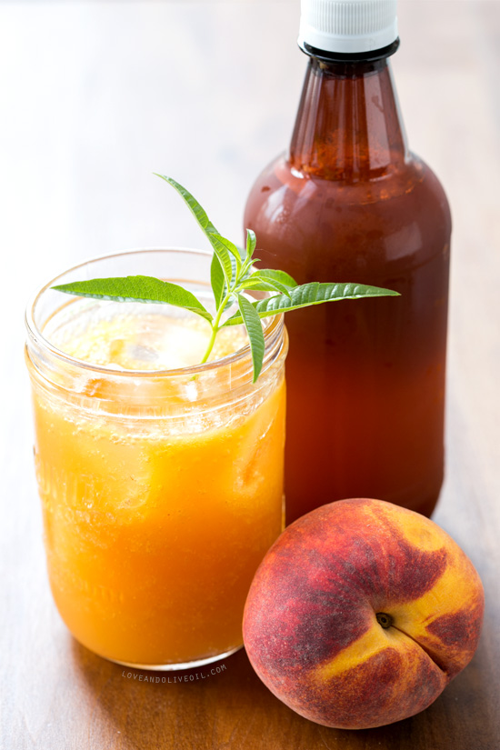 Fresh Peach and Lemon Verbena Soda